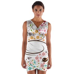 Flower Floral Rose Sunflower Bird Back Color Orange Purple Yellow Red Wrap Front Bodycon Dress