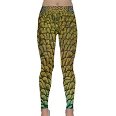 Colorful Iridescent Feather Bird Color Peacock Classic Yoga Leggings by Amaryn4rt