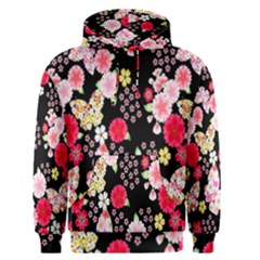 Flower Arrangements Season Rose Butterfly Floral Pink Red Yellow Men s Pullover Hoodie by Alisyart