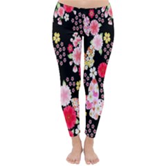 Flower Arrangements Season Rose Butterfly Floral Pink Red Yellow Classic Winter Leggings