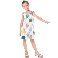 Sheep Cartoon Colorful Kids  Sleeveless Dress by Amaryn4rt