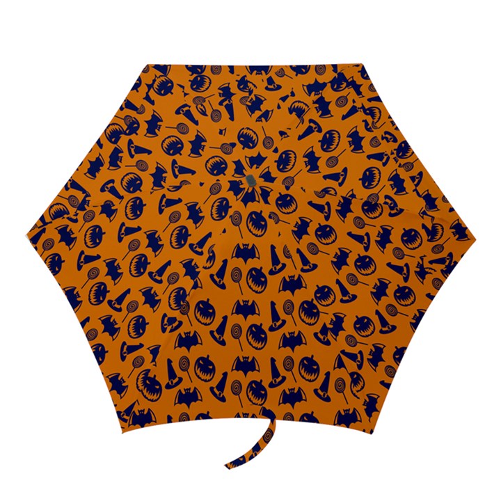 Witch Hat Pumpkin Candy Helloween Blue Orange Mini Folding Umbrellas