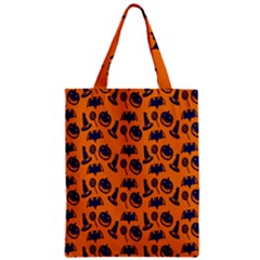 Witch Hat Pumpkin Candy Helloween Blue Orange Zipper Classic Tote Bag by Alisyart