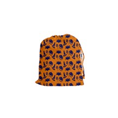 Witch Hat Pumpkin Candy Helloween Blue Orange Drawstring Pouches (xs)  by Alisyart