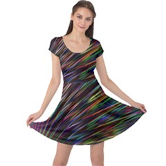 Texture Colorful Abstract Pattern Cap Sleeve Dresses