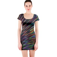 Texture Colorful Abstract Pattern Short Sleeve Bodycon Dress