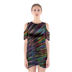 Texture Colorful Abstract Pattern Shoulder Cutout One Piece