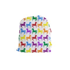 Colorful Horse Background Wallpaper Drawstring Pouches (medium)  by Amaryn4rt