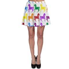 Colorful Horse Background Wallpaper Skater Skirt