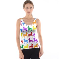 Colorful Horse Background Wallpaper Tank Top
