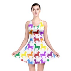 Colorful Horse Background Wallpaper Reversible Skater Dress