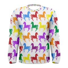 Colorful Horse Background Wallpaper Men s Long Sleeve Tee