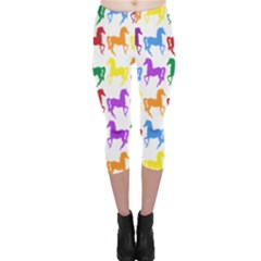 Colorful Horse Background Wallpaper Capri Leggings 