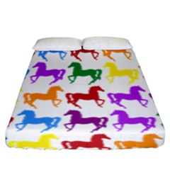 Colorful Horse Background Wallpaper Fitted Sheet (King Size)