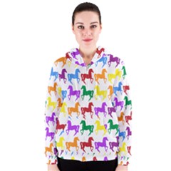 Colorful Horse Background Wallpaper Women s Zipper Hoodie