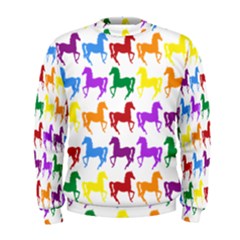 Colorful Horse Background Wallpaper Men s Sweatshirt