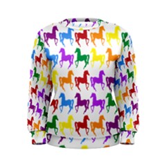 Colorful Horse Background Wallpaper Women s Sweatshirt by Amaryn4rt