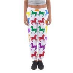Colorful Horse Background Wallpaper Women s Jogger Sweatpants