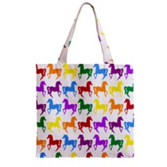 Colorful Horse Background Wallpaper Zipper Grocery Tote Bag