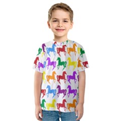 Colorful Horse Background Wallpaper Kids  Sport Mesh Tee