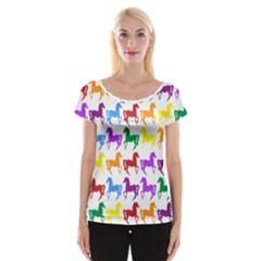 Colorful Horse Background Wallpaper Women s Cap Sleeve Top by Amaryn4rt