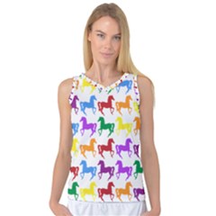 Colorful Horse Background Wallpaper Women s Basketball Tank Top by Amaryn4rt