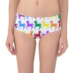 Colorful Horse Background Wallpaper Mid-Waist Bikini Bottoms