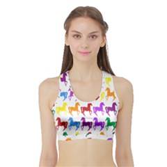 Colorful Horse Background Wallpaper Sports Bra with Border