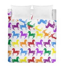 Colorful Horse Background Wallpaper Duvet Cover Double Side (Full/ Double Size)