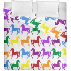 Colorful Horse Background Wallpaper Duvet Cover Double Side (King Size)