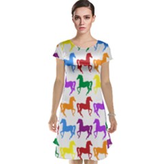 Colorful Horse Background Wallpaper Cap Sleeve Nightdress
