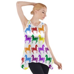Colorful Horse Background Wallpaper Side Drop Tank Tunic