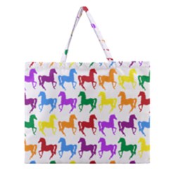 Colorful Horse Background Wallpaper Zipper Large Tote Bag by Amaryn4rt