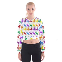Colorful Horse Background Wallpaper Women s Cropped Sweatshirt