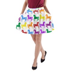 Colorful Horse Background Wallpaper A-Line Pocket Skirt