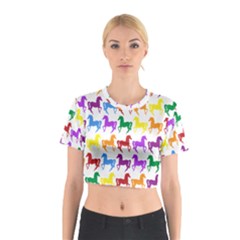 Colorful Horse Background Wallpaper Cotton Crop Top