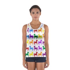Colorful Horse Background Wallpaper Women s Sport Tank Top 