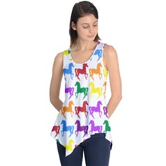 Colorful Horse Background Wallpaper Sleeveless Tunic
