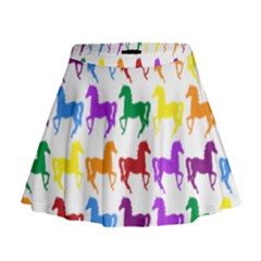 Colorful Horse Background Wallpaper Mini Flare Skirt