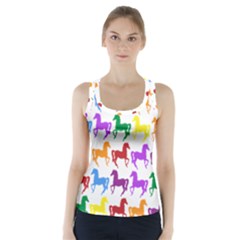 Colorful Horse Background Wallpaper Racer Back Sports Top by Amaryn4rt
