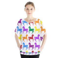 Colorful Horse Background Wallpaper Blouse
