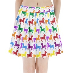 Colorful Horse Background Wallpaper Pleated Mini Skirt