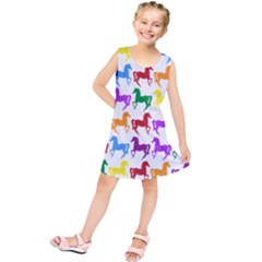 Colorful Horse Background Wallpaper Kids  Tunic Dress