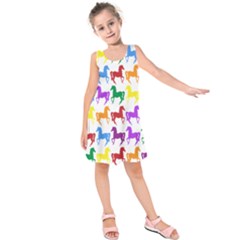 Colorful Horse Background Wallpaper Kids  Sleeveless Dress