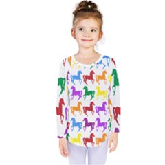 Colorful Horse Background Wallpaper Kids  Long Sleeve Tee