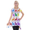 Colorful Horse Background Wallpaper Short Sleeve Side Drop Tunic View1