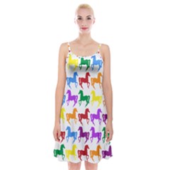 Colorful Horse Background Wallpaper Spaghetti Strap Velvet Dress
