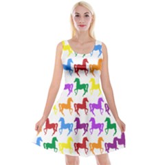 Colorful Horse Background Wallpaper Reversible Velvet Sleeveless Dress