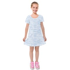 Wind Waves Grey Kids  Short Sleeve Velvet Dress by Alisyart