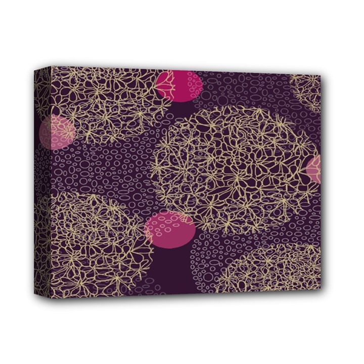Twig Surface Design Purple Pink Gold Circle Deluxe Canvas 14  x 11 
